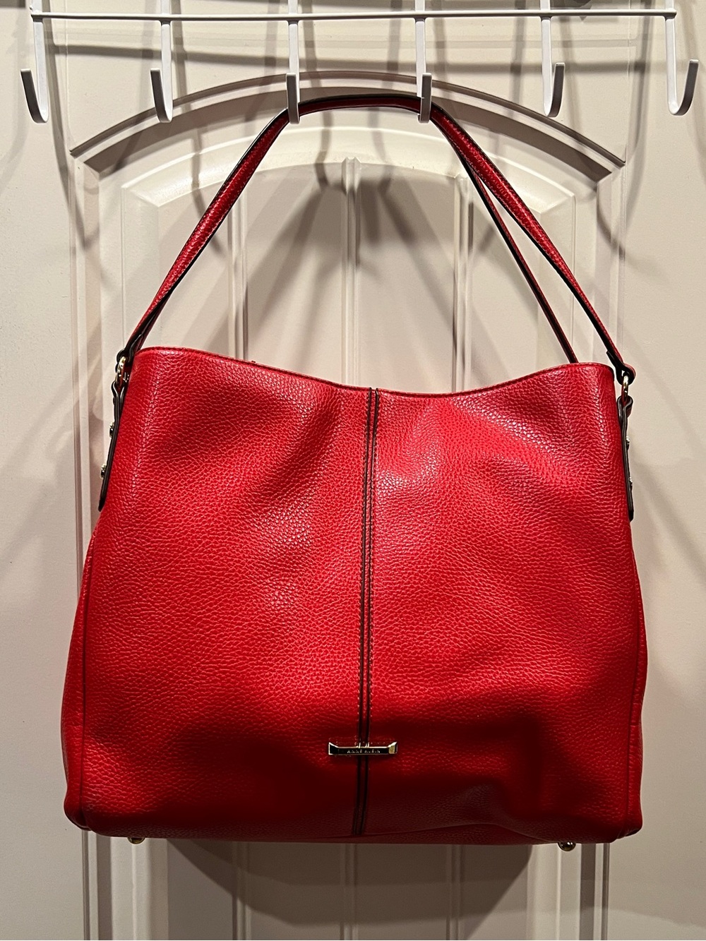Ann Klein Red Leather ShoulderTote Bag
